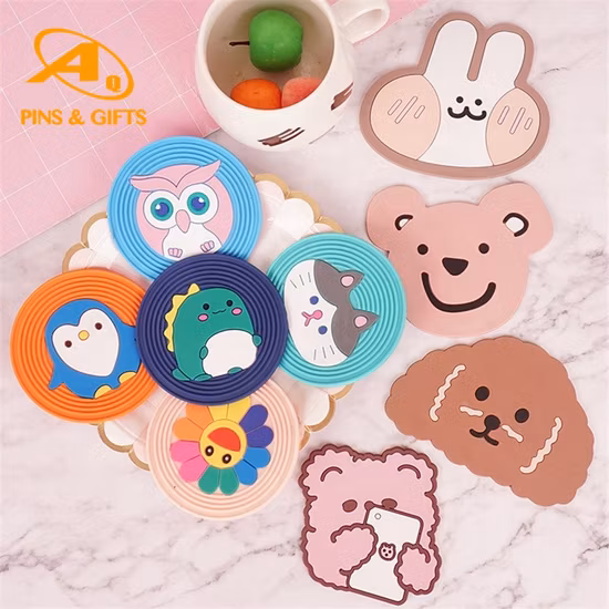 Fábrica promocional personalizada de alta calidad, caucho de silicona barato, productos de bambú de PVC, posavasos para bebidas, artículos para el hogar