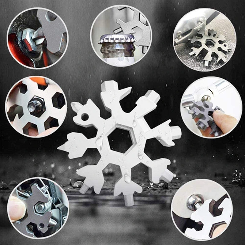 Snowflake Multifunction Tools, 18 in 1 Snowflake Multi Tool, Portable Outdoor Key Chain Multitool, Promotional Gift Snowflake Multitool